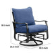 Oroz Swivel Glider Armchair Set of 2 | Navy Blue Cushion | Black Metal BM339347