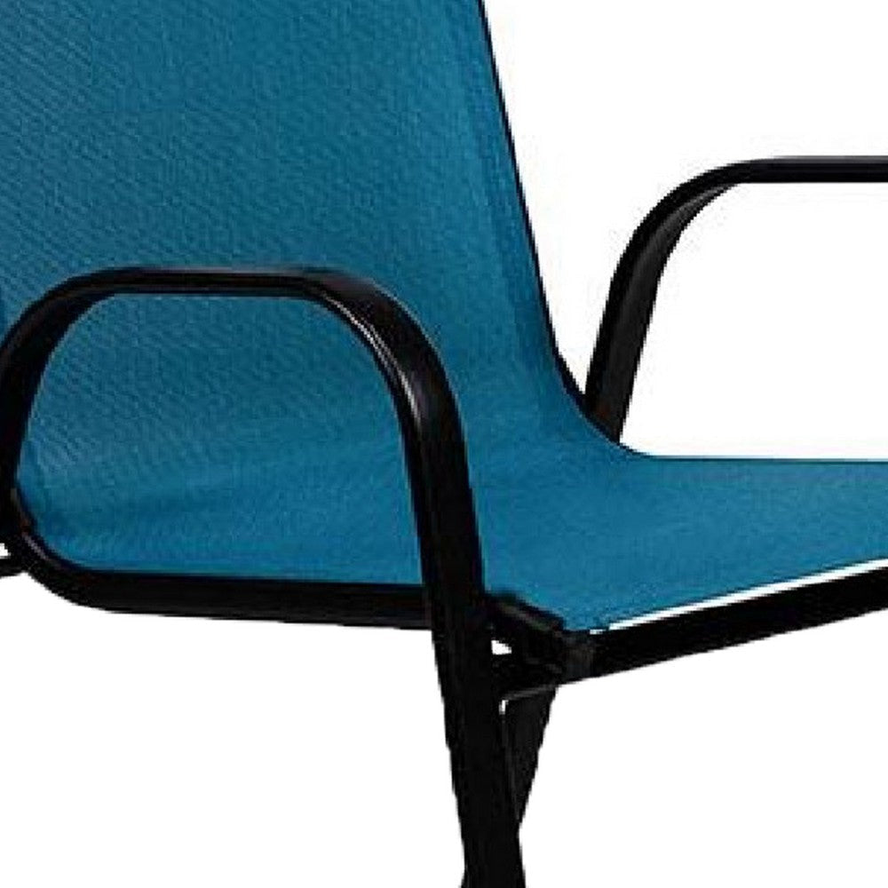 Feli Outdoor Stacking Chair Set of 2 | Blue Mesh Fabric | Black Metal BM339348
