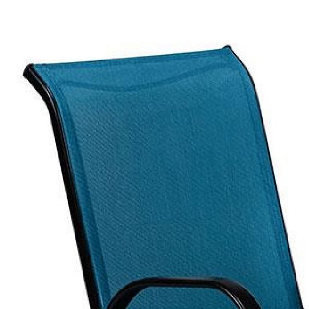Feli Outdoor Stacking Chair Set of 2 | Blue Mesh Fabric | Black Metal BM339348