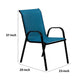 Feli Outdoor Stacking Chair Set of 2 | Blue Mesh Fabric | Black Metal BM339348