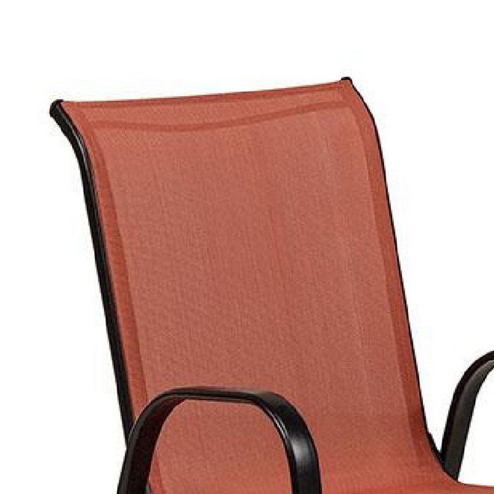Feli Outdoor Stacking Chair Set of 2 | Red Mesh Fabric | Black Metal BM339349