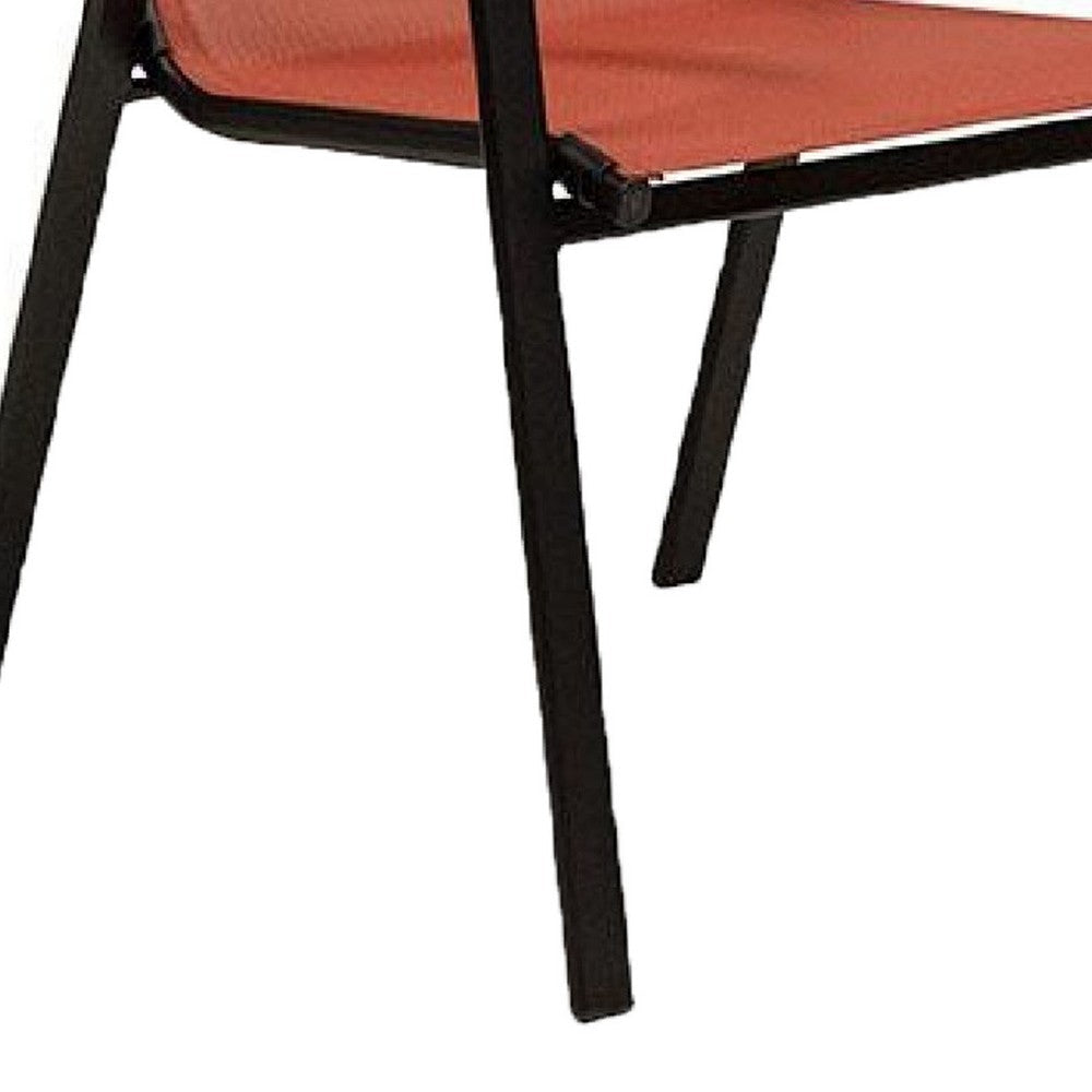 Feli Outdoor Stacking Chair Set of 2 | Red Mesh Fabric | Black Metal BM339349
