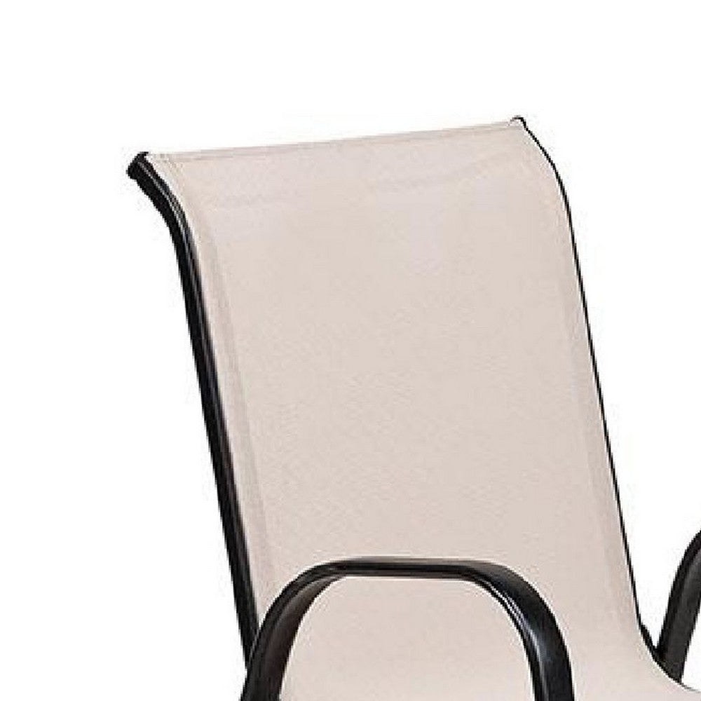 Feli Outdoor Stacking Chair Set of 2 | Beige Mesh Fabric | Black Metal