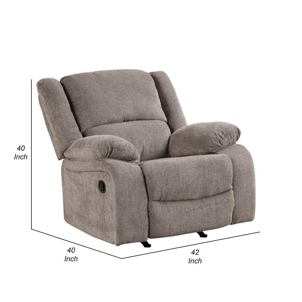 Cem Manual Reclining Chair | Pillow Tufted | Mocha Gray Chenille BM339354