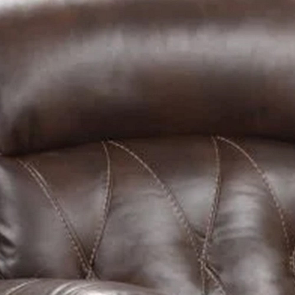 Kesy Manual Glider Recliner Chair | Pillow Top Arms | Brown Faux Leather BM339355