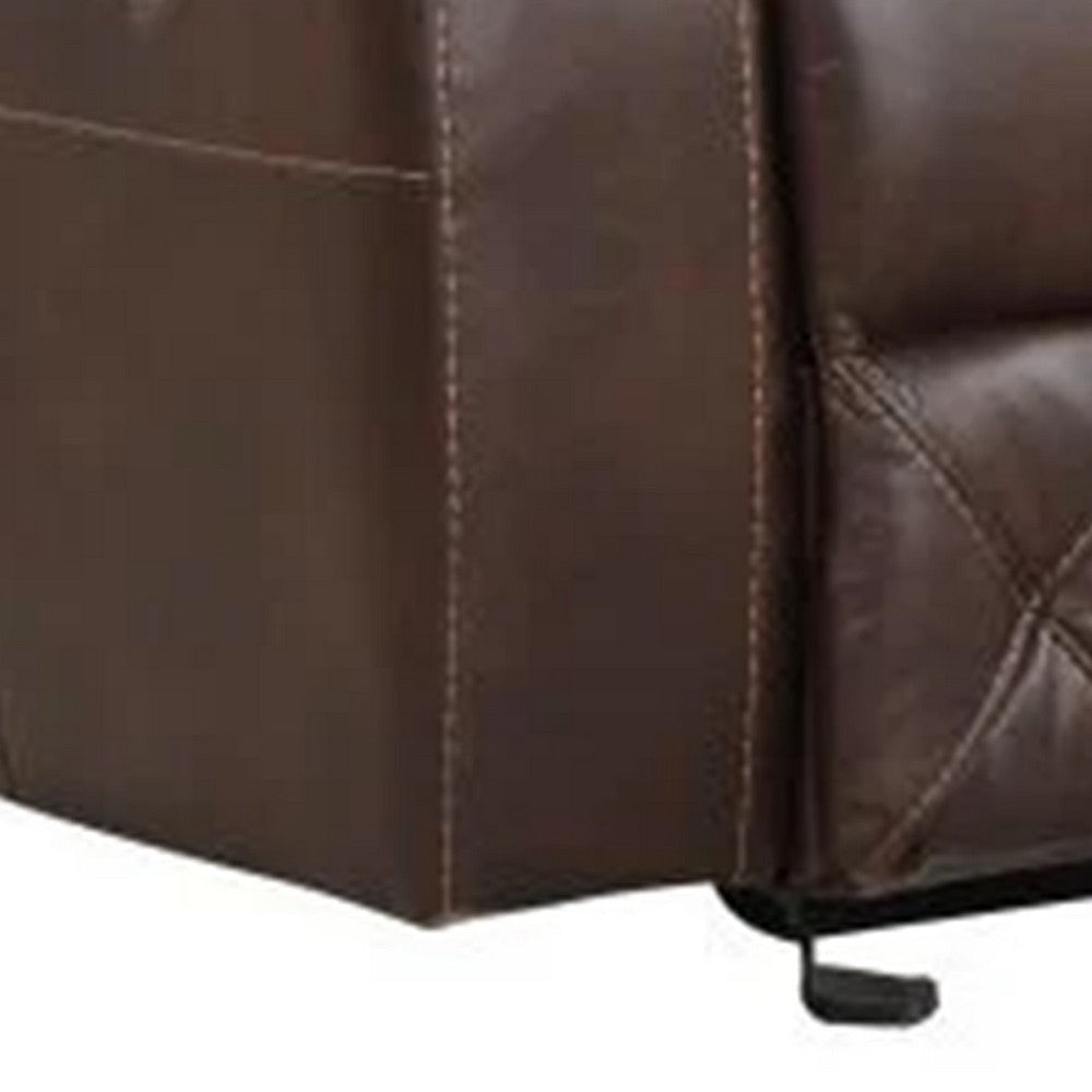 Kesy Manual Glider Recliner Chair | Pillow Top Arms | Brown Faux Leather BM339355