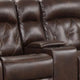 Kesy Manual Recliner Loveseat | Pillow Top Arms | Brown Faux Leather BM339356