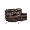 Kesy Manual Recliner Loveseat | Pillow Top Arms | Brown Faux Leather BM339356