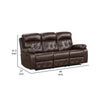 Kesy Manual Recliner Sofa | Pillow Top Arms | Brown Faux Leather 84’’ BM339357