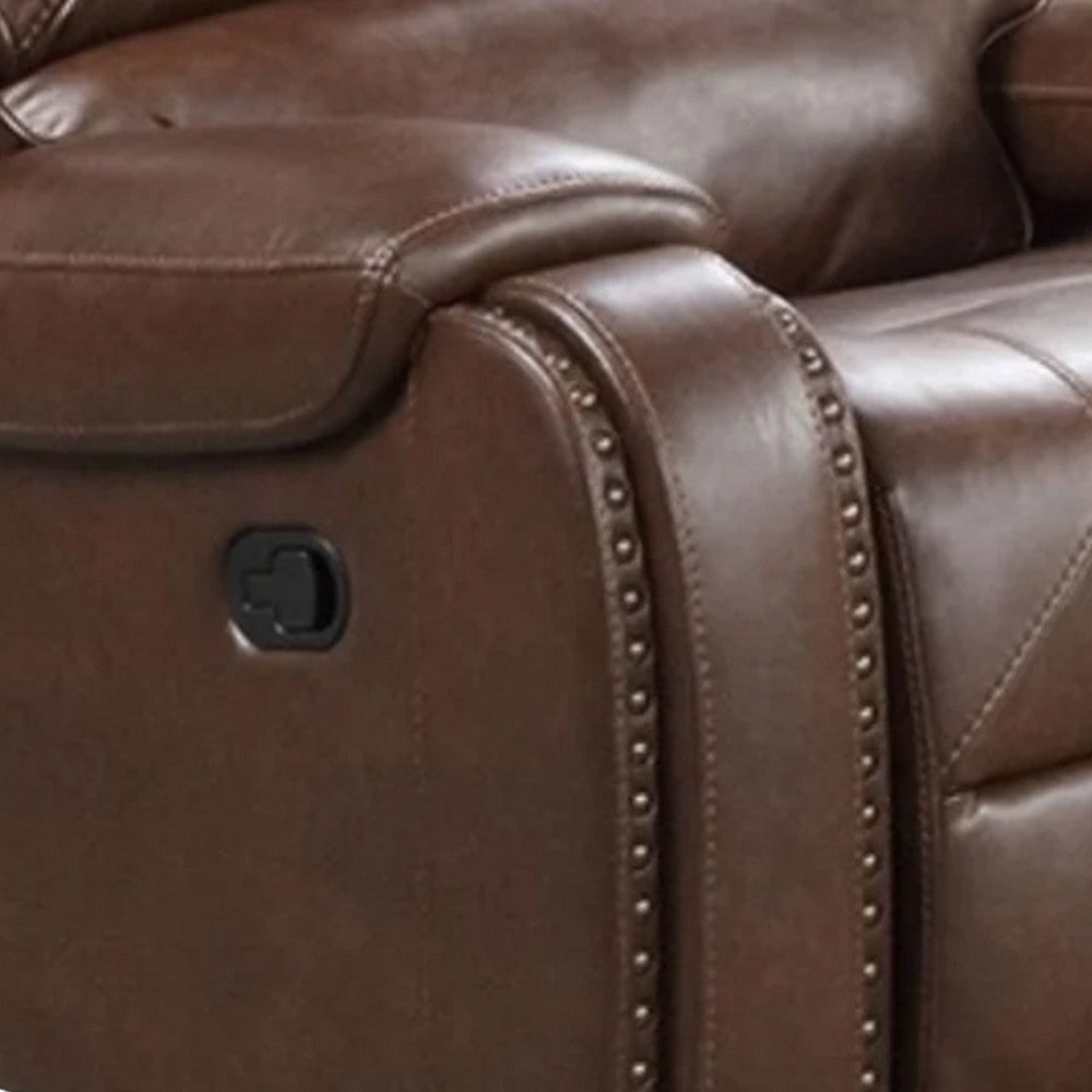 Teli Manual Swivel Glider Recliner Chair | Dark Brown Faux Leather BM339358