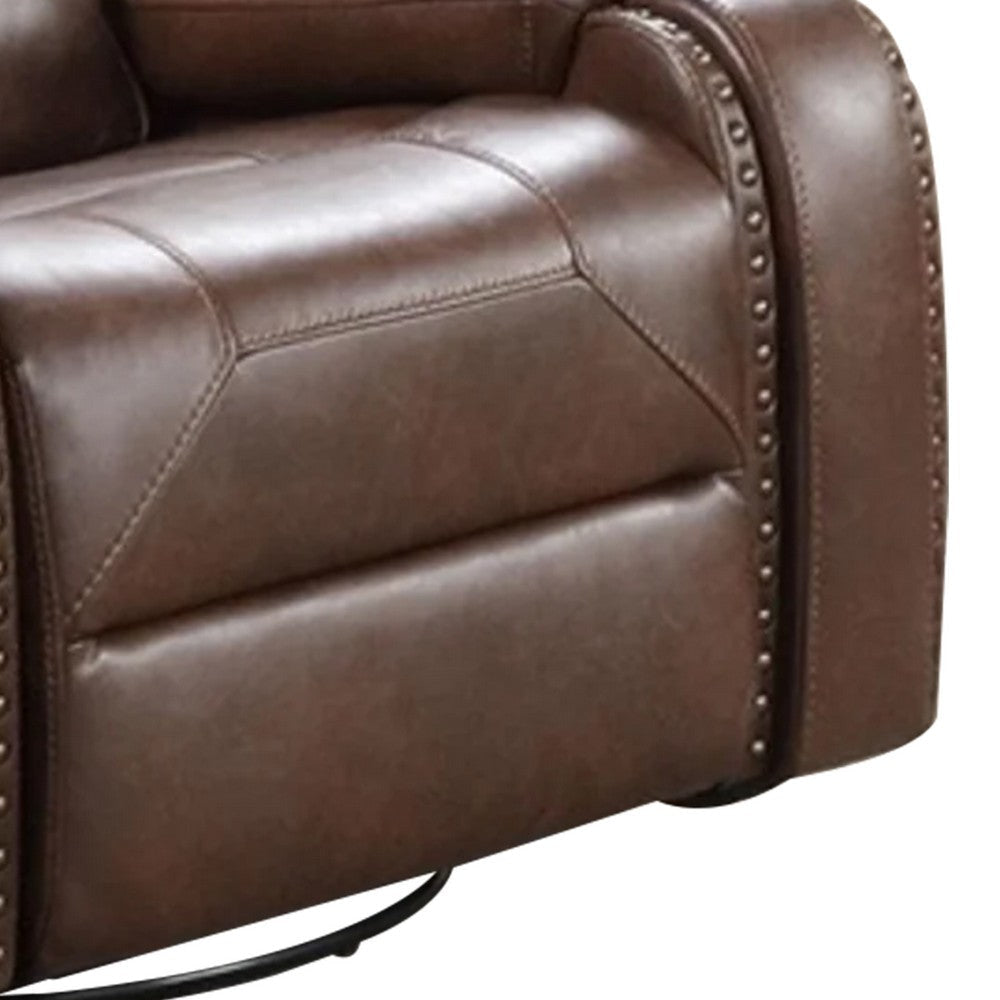 Teli Manual Swivel Glider Recliner Chair | Dark Brown Faux Leather BM339358