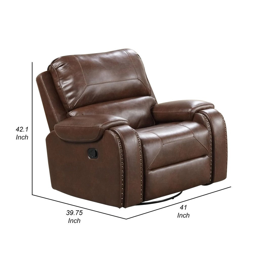 Teli Manual Swivel Glider Recliner Chair | Dark Brown Faux Leather BM339358
