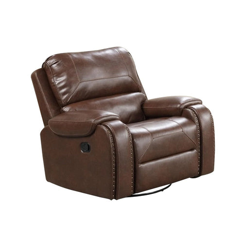 Teli Manual Swivel Glider Recliner Chair | Dark Brown Faux Leather