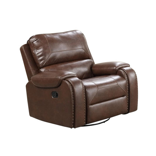 Teli Manual Swivel Glider Recliner Chair | Dark Brown Faux Leather