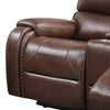 Teli Manual Recliner Loveseat with Console & USB Port | Dark Brown Faux Leather BM339359