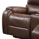 Teli Manual Recliner Loveseat with Console & USB Port | Dark Brown Faux Leather BM339359