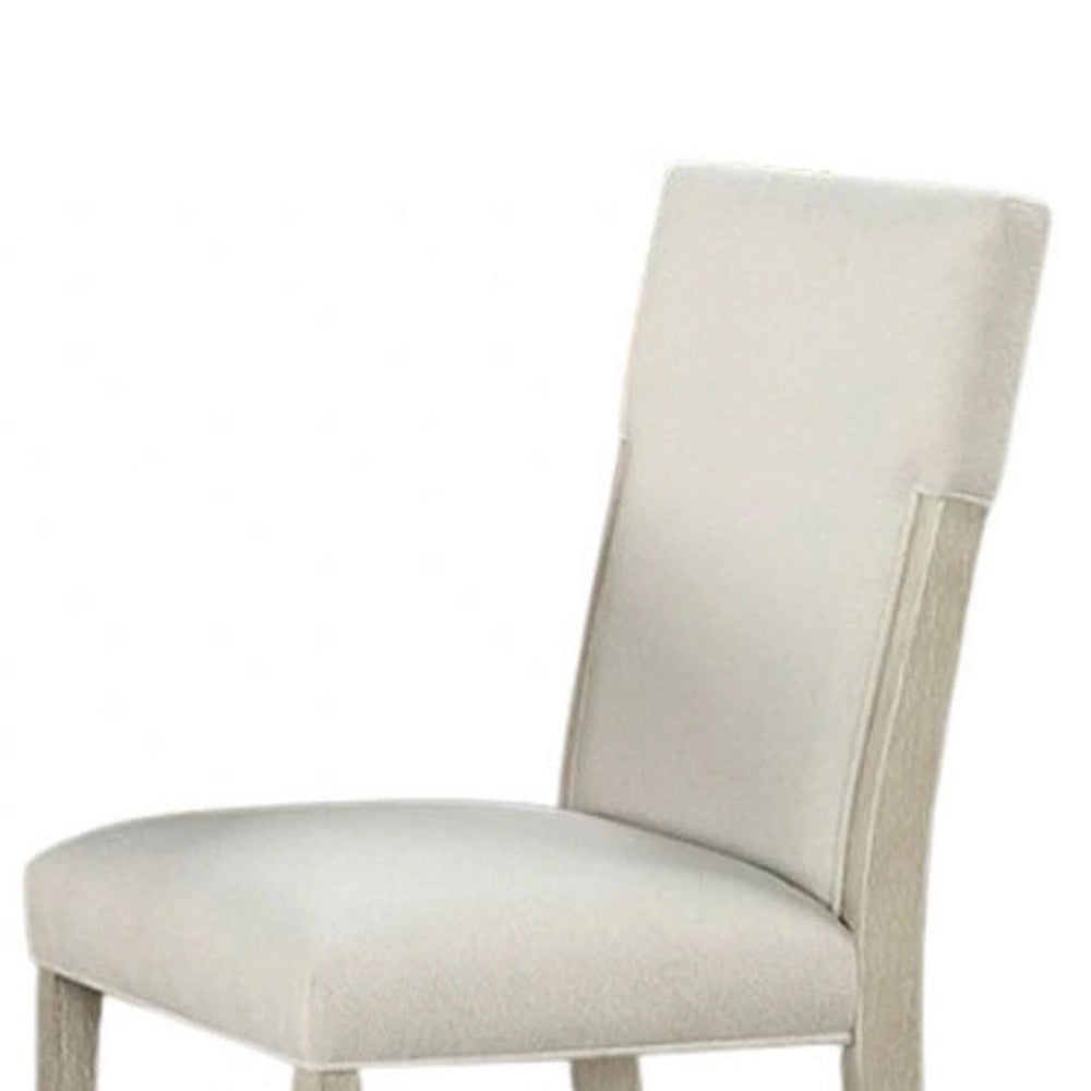 Hagy Side Dining Chair Set of 2 | Natural Brown Wood | Soft White Fabric BM339363