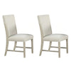 Hagy Side Dining Chair Set of 2 | Natural Brown Wood | Soft White Fabric