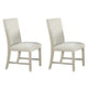 Hagy Side Dining Chair Set of 2 | Natural Brown Wood | Soft White Fabric