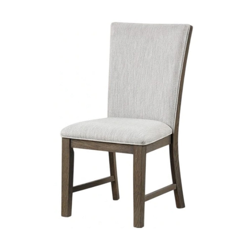 Clema Side Dining Chair Set of 2 | Oak Brown Wood | Gray Fabric and Foam BM339364