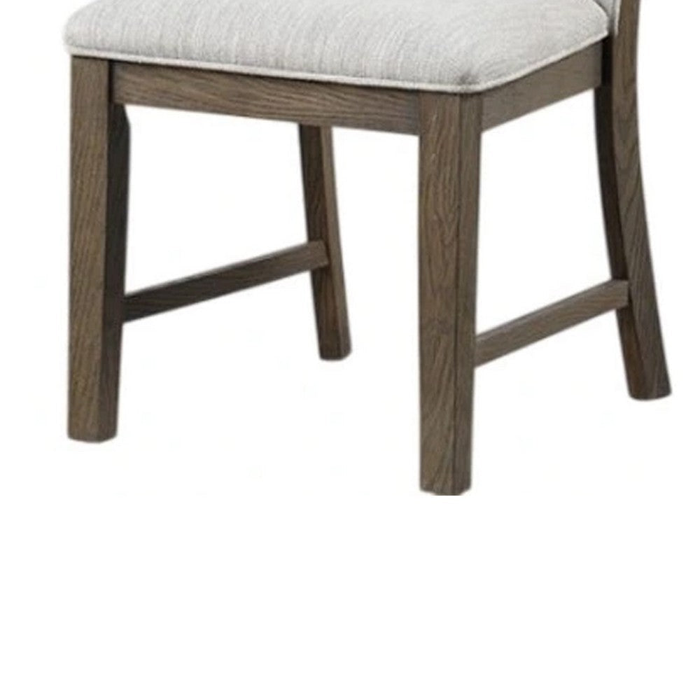 Clema Side Dining Chair Set of 2 | Oak Brown Wood | Gray Fabric and Foam BM339364