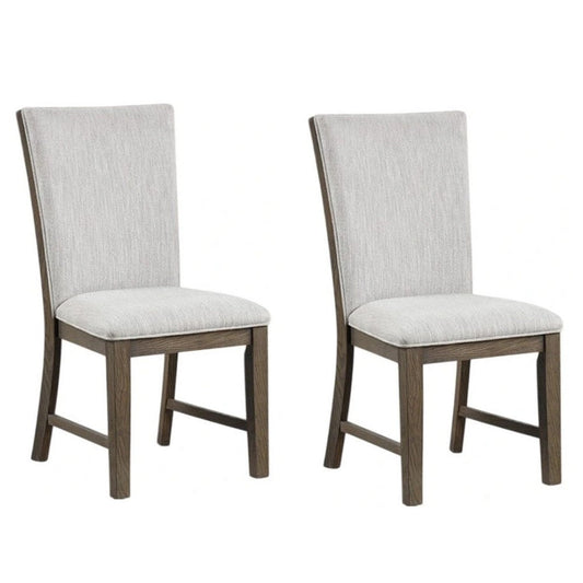 Clema Side Dining Chair Set of 2 | Oak Brown Wood | Gray Fabric and Foam