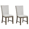 Clema Side Dining Chair Set of 2 | Oak Brown Wood | Gray Fabric and Foam