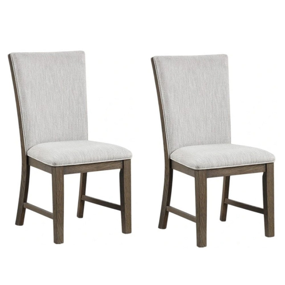 Clema Side Dining Chair Set of 2 | Oak Brown Wood | Gray Fabric and Foam