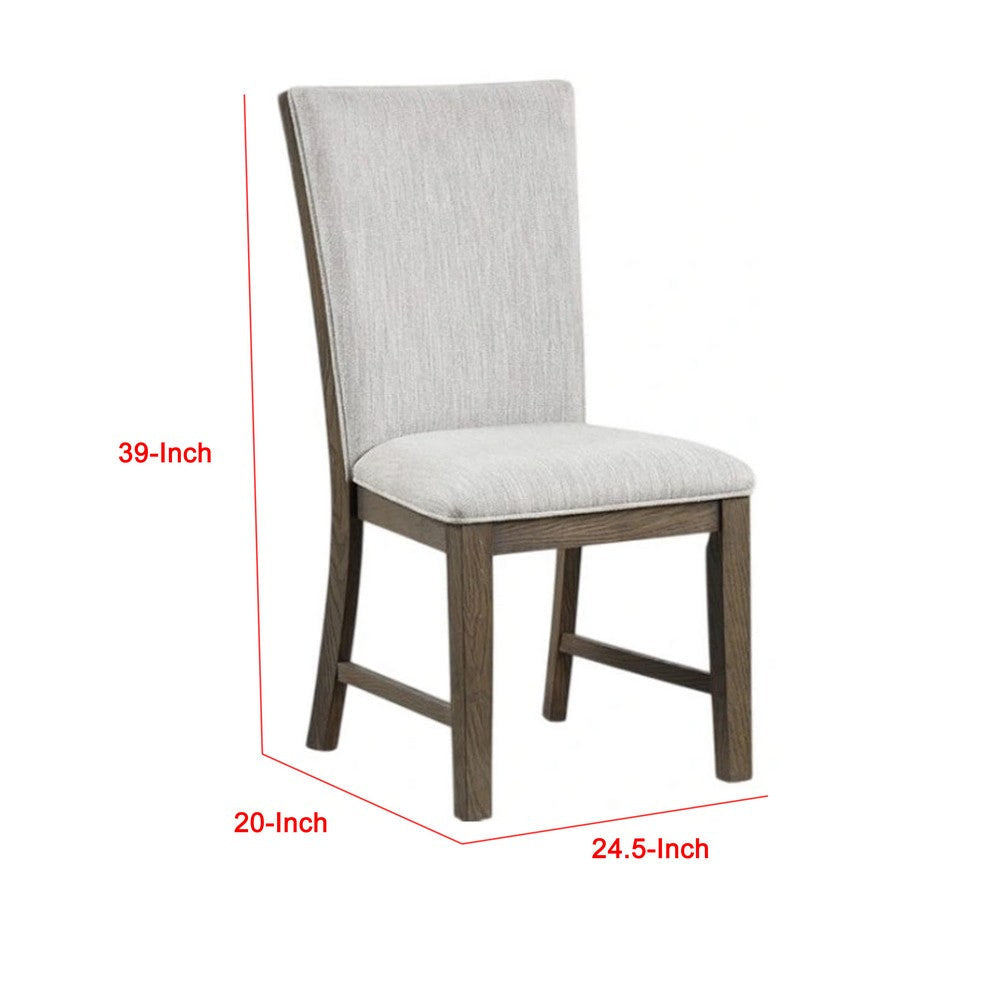 Clema Side Dining Chair Set of 2 | Oak Brown Wood | Gray Fabric and Foam BM339364