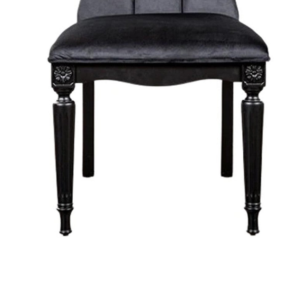 Hixe Side Dining Chair Set of 2 | Scalloped | Turned Fluted Wood Legs | Black BM339365