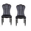 Hixe Side Dining Chair Set of 2 | Scalloped | Turned Fluted Wood Legs | Black