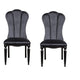 Hixe Side Dining Chair Set of 2 | Scalloped | Turned Fluted Wood Legs | Black