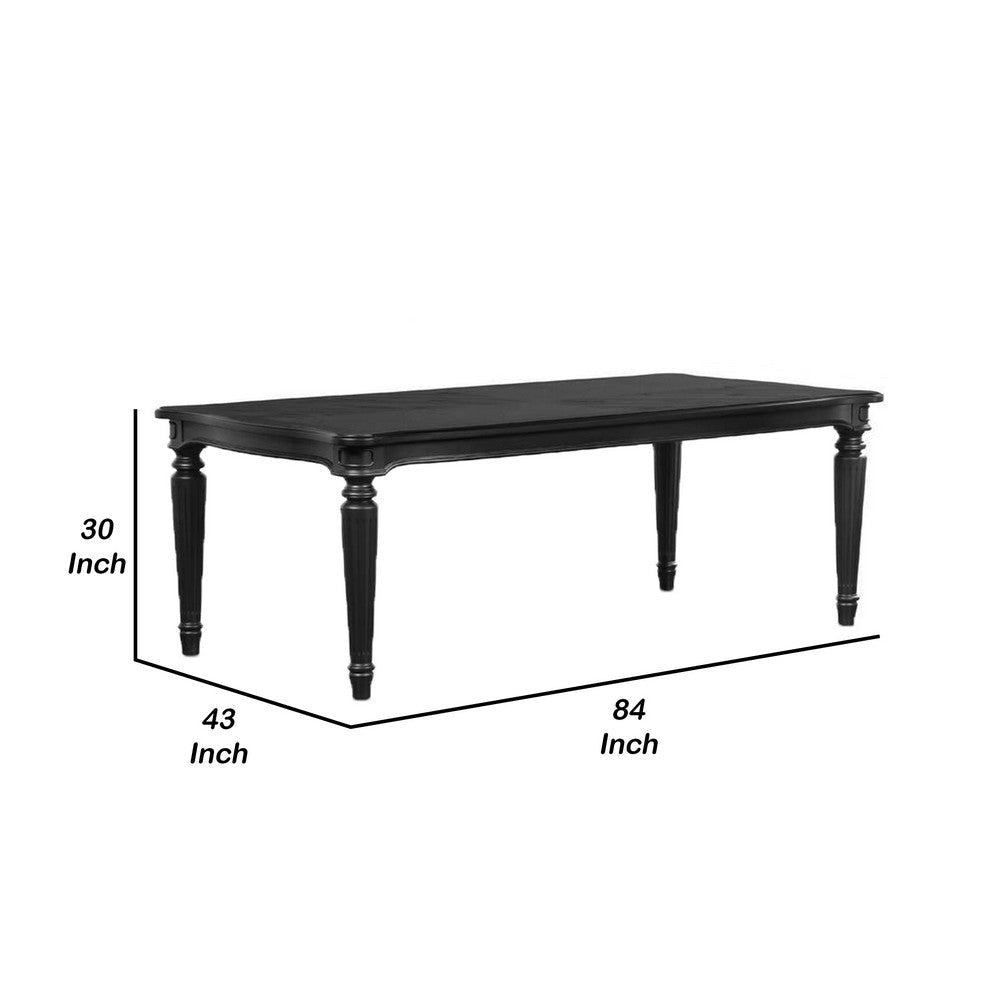Hixe Dining Table | Black Wood | Turned Legs | Rectangular 84’’ Top BM339366