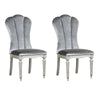 Hixe Side Dining Chair Set of 2 | Silver Wood | Gray Fabric Cushioned Seats