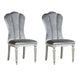 Hixe Side Dining Chair Set of 2 | Silver Wood | Gray Fabric Cushioned Seats