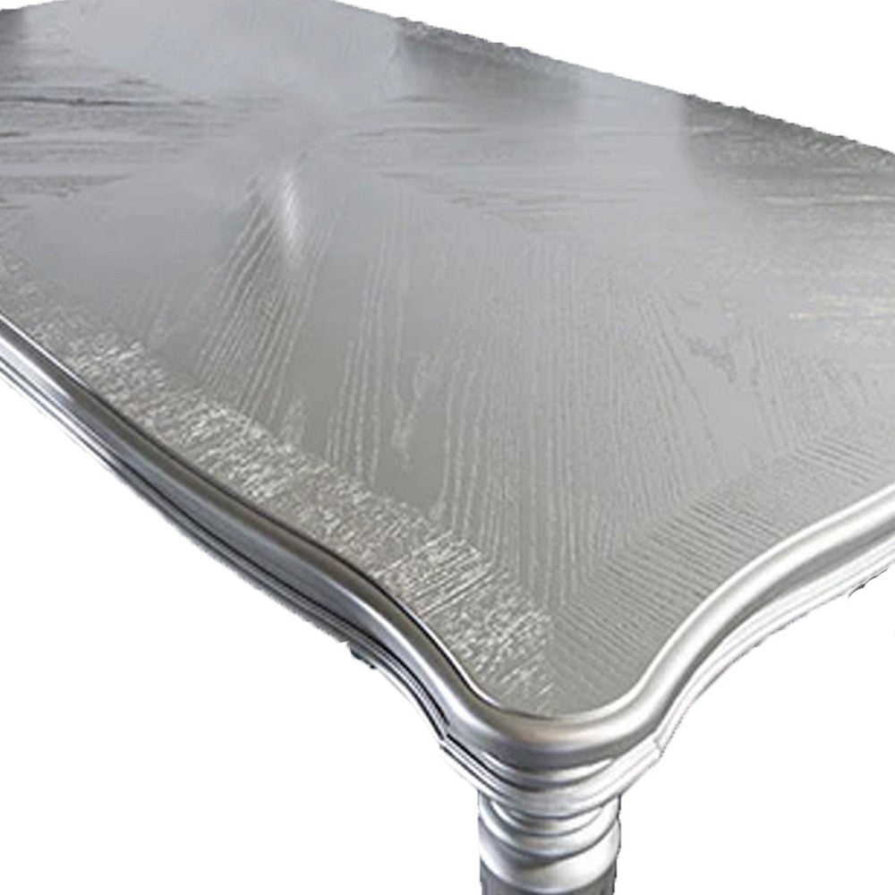 Hixe Dining Table | Silver Wood | Turned Legs | Rectangular 84" Top