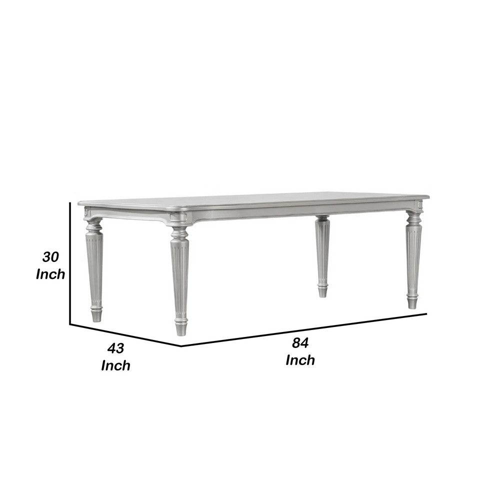 Hixe Dining Table | Silver Wood | Turned Legs | Rectangular 84" Top