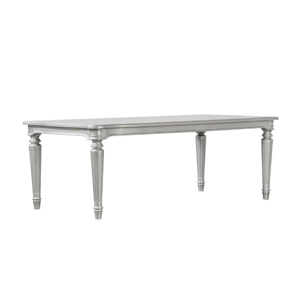 Hixe Dining Table | Silver Wood | Turned Legs | Rectangular 84" Top