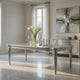 Hixe Dining Table | Silver Wood | Turned Legs | Rectangular 84" Top
