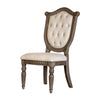 Hama Side Dining Chair Set of 2 | Weathered Oak Wood | Tufted Beige Fabric BM339371