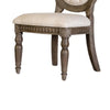 Hama Side Dining Chair Set of 2 | Weathered Oak Wood | Tufted Beige Fabric BM339371