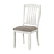 Dola Side Dining Chair Set of 2 | Rustic White Wood | Gray Fabric | Slat Back BM339372
