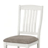 Dola Side Dining Chair Set of 2 | Rustic White Wood | Gray Fabric | Slat Back BM339372