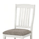 Dola Side Dining Chair Set of 2 | Rustic White Wood | Gray Fabric | Slat Back BM339372