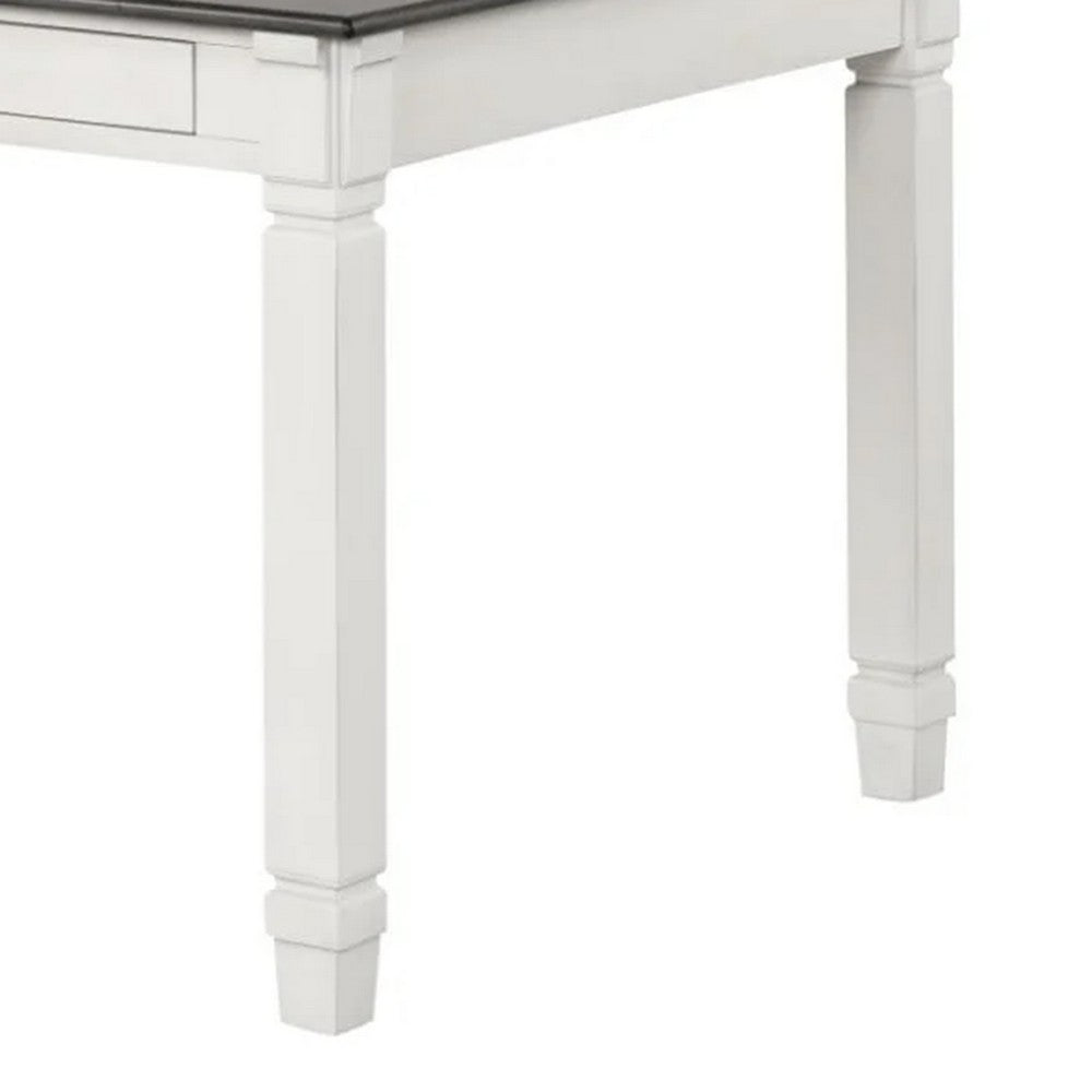 Dola Dining Table | Rustic White | Gray Wood | Rectangular 72" Top