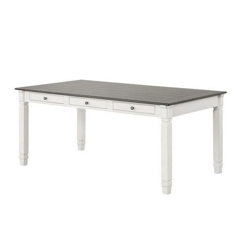 Dola Dining Table | Rustic White | Gray Wood | Rectangular 72" Top