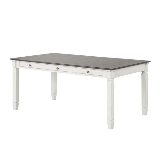 Dola Dining Table | Rustic White | Gray Wood | Rectangular 72" Top