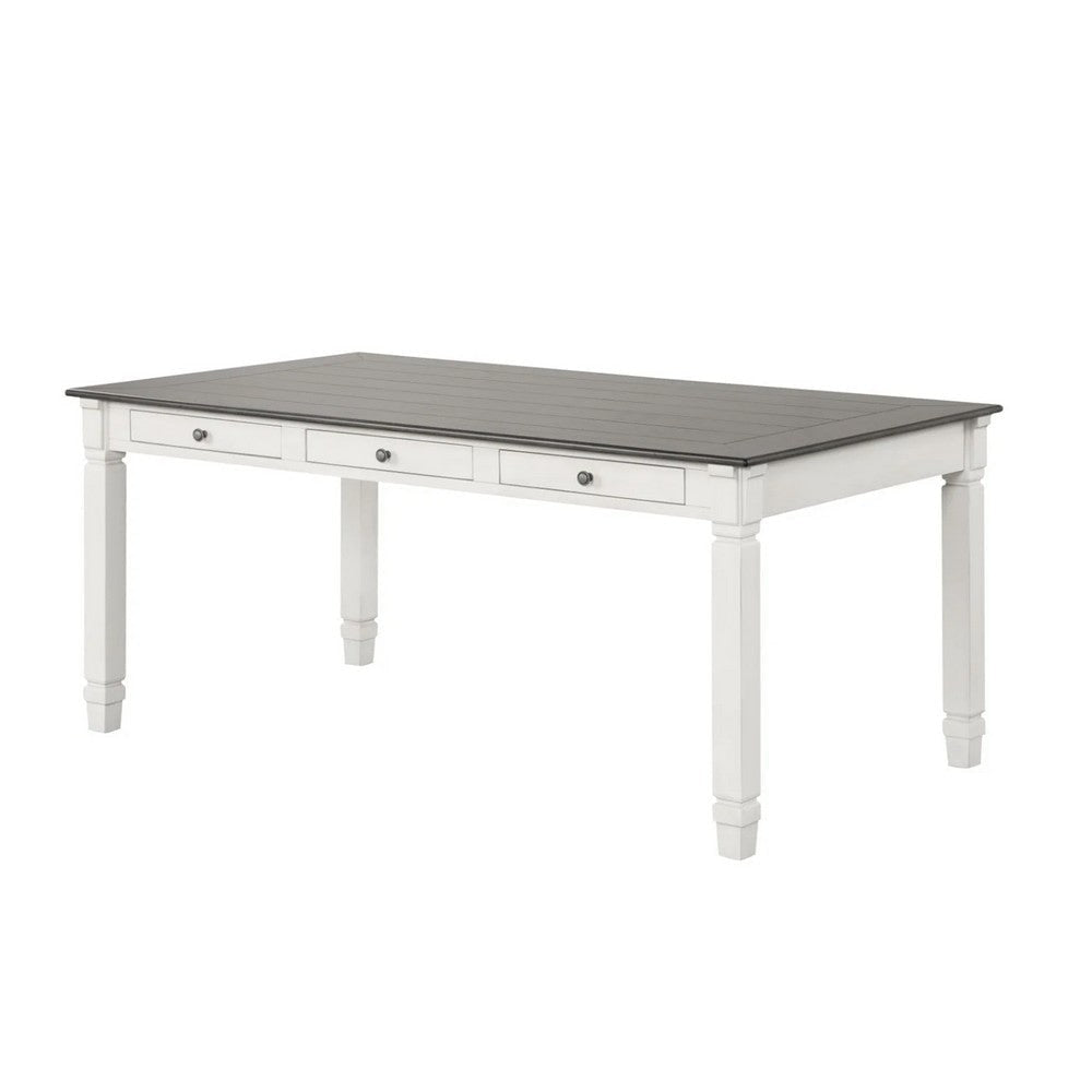 Dola Dining Table | Rustic White | Gray Wood | Rectangular 72" Top