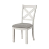 Rone Side Dining Chair Set of 2 | Rustic White Rubberwood | Gray Fabric BM339374