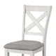 Rone Side Dining Chair Set of 2 | Rustic White Rubberwood | Gray Fabric BM339374